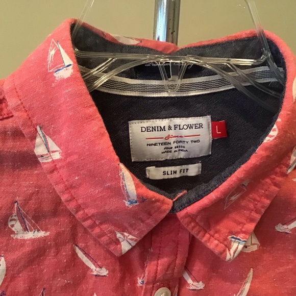 DENIM & FLOWER Detailed Shirt L Slim Fit Cotton - Picture 2 of 6